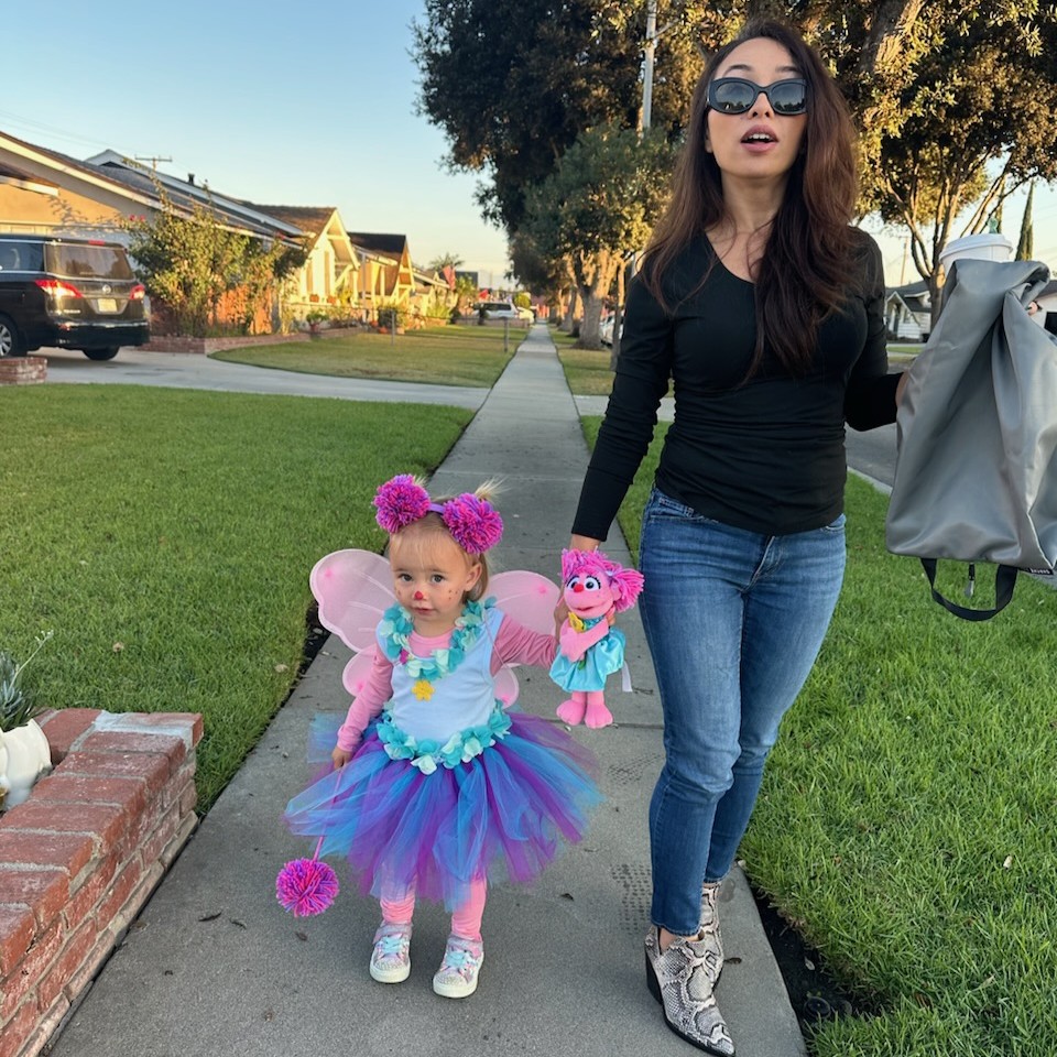 Brian's daughter and granddaughter trick-or-treating